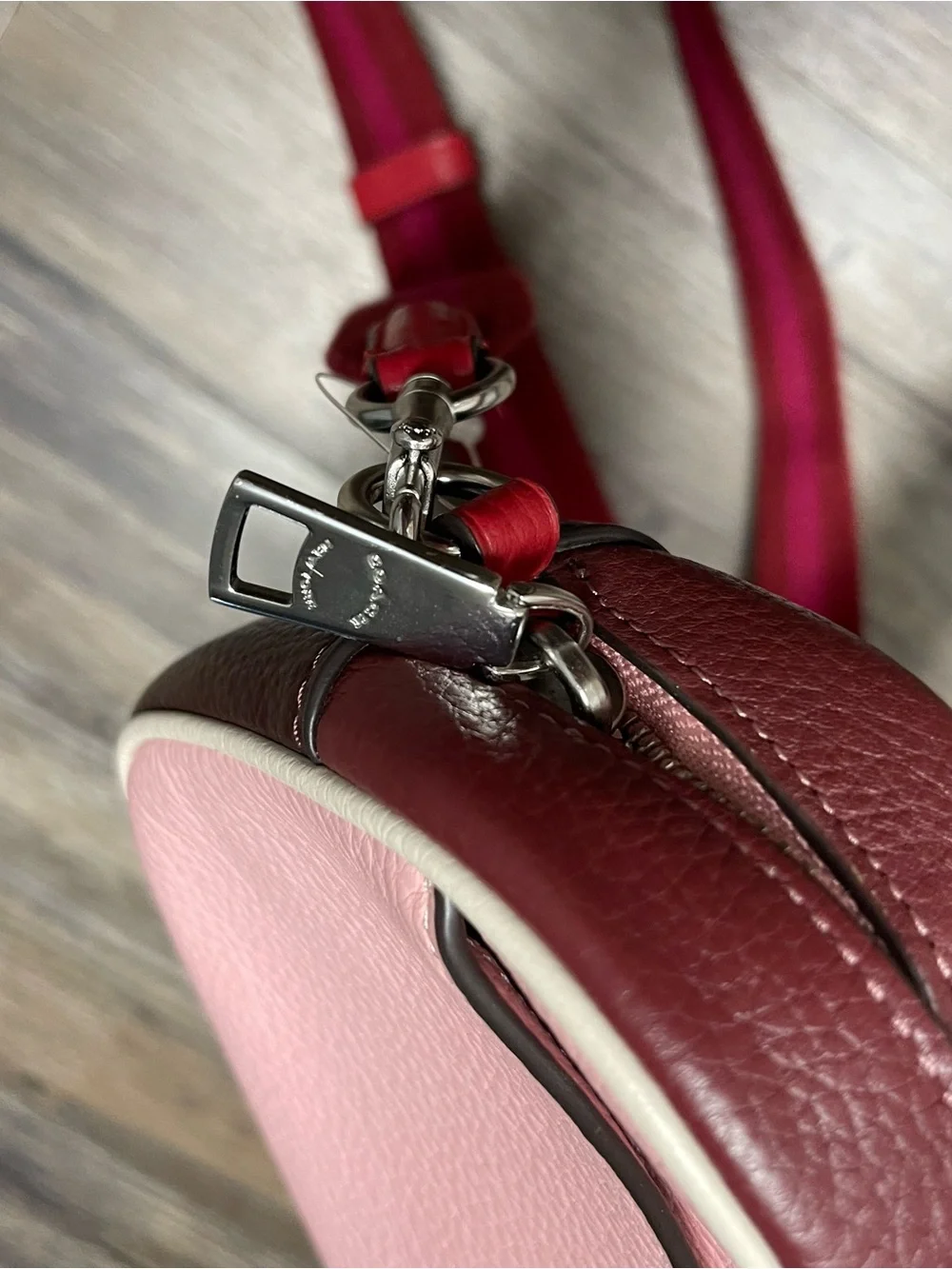 Coach Mini Jamie Camera Bag with Ski Speed Graphic in Powder Pink Wine Multi